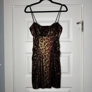 David Meister Dress Size 4 Animal Print Shimmer Sleeveless Mini Dress Y2K